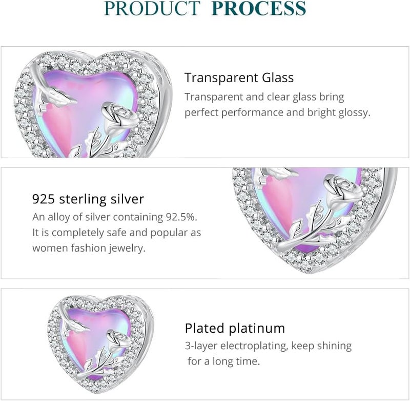 VOROCO Store Charm 925 Sterling Silver Bracelet Necklace Pendant Bead Charms Jewelry Gift for Women Mother Daughter Grandma Family Friends - Image 4